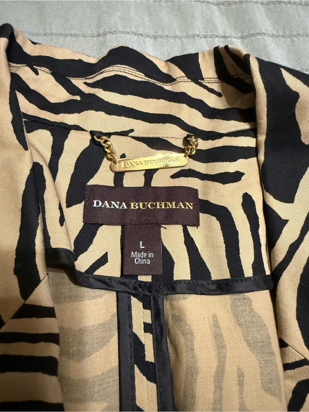 Dana Buchman Black and Tan Zebra Print Blouse